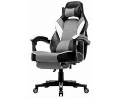 IntimaTe WM Heart Silla Gaming Reposapiés, Ergonómica Silla de Oficina, Giratorio Silla Escritorio Altura Ajustable Alto Respaldo Reclinable, Silla Computadora Gamer para Videojuegos (Gris)