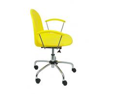PIQUERAS Y CRESPO Modelo 320 - Silla de oficina ergonómica con brazos fijos, regulable en altura y giratoria 360º - Asiento y respaldo de plástico de color amarillo