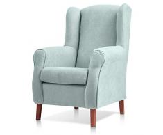 SUENOSZZZ-ESPECIALISTAS DEL DESCANSO Sillon orejero Carla (Sillon Lactancia) Sillón tapizado en Tela Antimanchas Color Verde Agua. Sillon butaca para Dormitorio, Salon o habitacion de Bebe