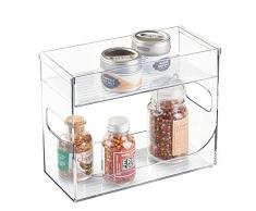mDesign - Especiero cocina - Organizador de especias transparente con dos niveles - Mantenga sus especias o tés ordenados con este mueble especiero