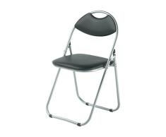 Pack de 2 sillas MOD-33 Silla plegable metálica color aluminio asiento skai para salón, comedor, cocina, estudio, escritorio, despacho, dormitorio, balcón, terraza