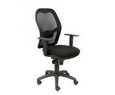 PIQUERAS Y CRESPO Modelo Jorquera - Silla de oficina ergonómica con mecanismo sincro, brazos regulables y ajustable en altura - Respaldo de malla transpirable en color negro y asiento tapizados en tejido BALI color negro