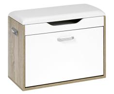 Ts-ideen – Zapatero con banco, asiento acolchado, para vestíbulo, roble blanco, armario zapatero, armario de almacenaje