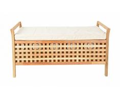 ts-ideen - Banco con estante para zapatos, cesta de ropa, madera nogal