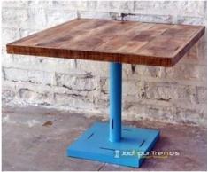GELUSA N Mesa de Madera de Mango reutilizada con Pata Central Envejecida