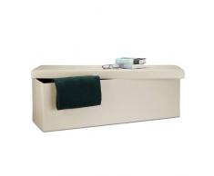 Relaxdays Banco plegable, Baúl de almacenaje, Cuero sintético, 38 x 114 x 38 cm, Crema