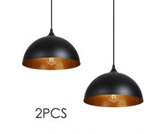Lámpara de Techo Vintage, Tomshine 2 pack 3.94ft/1.2m Lámpara Colgante Retro de Metal,E27 Base de la Bombilla,Lámpara de Techo Industrial para Cocina Restaurante,Ø300mm