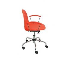 PIQUERAS Y CRESPO Modelo 320 - Silla de oficina ergonómica con brazos fijos, regulable en altura y giratoria 360º - Asiento y respaldo de plástico de color naranja