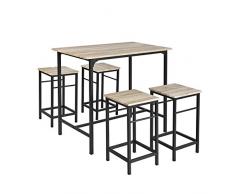 SoBuy Set Mesa Alta de Bar y 4 Taburetes OGT11-N,ES (4 sillas)