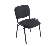 CLP Silla De Conferencia Ken XL En Tela I Silla Confidente Apilable I Silla De Espera con Base De Metal Lacada En Negro I Silla De Reuniones I Negro