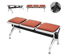 Cueffer 3 Sillas de Sala de Espera Bancada para Sala de Espera de Cuero PU Banco de Espera sin Brazo para Oficina, Playa, Barbería, Salón, Aeropuerto, Hospital, Mercado Waiting Room Chairs (sin brazo)