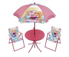 ARDITEX WD9548 Set de Mesa (50x50x48cm), 2 Sillas (38x32x53cm) y Sombrilla (diámetro 110cm) de Disney-Frozen