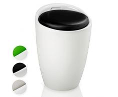 TecTake Taburete de baño Asiento Redondo Moderno Silla Cesta de Ropa con Espacio (Blanco Negro | No. 402079)