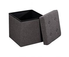 Mari Home Banco de Almacenaje Puff - Taburete Imitación Lino y Caja para Zapatos, Ropa de Cama, Juguetes - Dormitorio, Salón - Mesa Sofá Reposapiés - Cap. 300 kg - 38x38x38 cm - Gris Oscuro