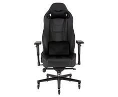 Corsair T2 Road Warrior Silla De Oficina, Polipiel, Negro, 148 x 50 x 60 cm