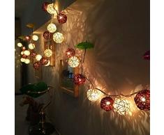 Juego E-Sports Silla ergonómica de Piel sintética R FADFAS 20 LED Luces de Bolas de ratán Luces de Navidad de Vacaciones Lámpara Decorativa LED for Exteriores, Estilo: batería de 4 m (Blanco cálido)