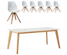 Set mesa Blokhus + 6 sillas Blokhus blanco (90x180)