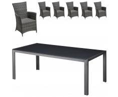 Set de jardín Las Vegas / Kansas (1 mesa, 6 sillones confort)