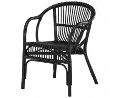 Silla con reposabrazos Gislinge (ratán, negro)