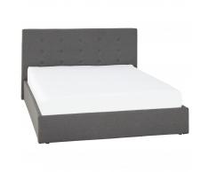 Cama tapizada Alnor (135x190, con caja de almacenaje, gris oscuro)