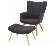 Conjunto de sillones Guldborg (con taburete, gris oscuro)