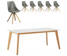Mesa Blokhus (90x180, 6 sillas, gris)