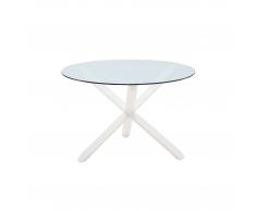 Mesa de comedor Saskia (ø 118,5 cm, blanco, cristal)