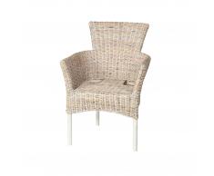 Silla de comedor Hirtshals (ratán, blanco)