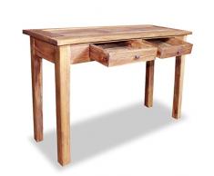 UnfadeMemory Mesa Consola Recibidor de Entrada,Mesa Alta Cocina,Mesa de Entrada,Mesa Auxiliar,Estilo Vintage y Rústico,con 2 Cajones,Madera Maciza de Reciclada,123x42x75cm