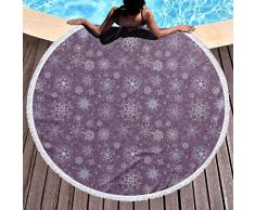 Aubrdon Toalla de Playa Redonda Manta de Playa, Arreglo Floral temático navideño Remolinos y Curvas Ornamentales Invierno, Tapete de Playa 150cm