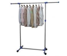 vidaXL Perchero Ajustable 165x44x150 cm Plateado Acero Inoxidable Colgador
