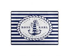 Use7 - Alfombra con diseño de Ancla náutica, diseño de Rayas, Color Azul, Tela, 160cm x 122cm(5.3 x 4 Feet)