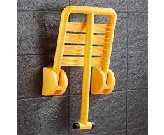 Shower Stool Taburete de Ducha Colgador de Pared Silla de baño Plegable de Acero Inoxidable Montado en la Pared Asiento Plegable Banco Taburete de baño Viejo Amarillo, Rodamiento 200 kg GALR