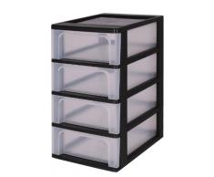 Escritorio cajón, cajones sin ruedas cajones de plástico con cuatro cajones, contenedores Negro, Cómoda 4 cajones, Armedietto sin ruedas, armario de plástico, almacenaje del cajón - OCH-2004