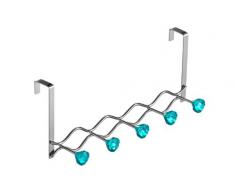 Premier Housewares - Perchero con 5 ganchos para colgar en puerta, diseño con cristales, color azul