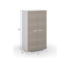 Habitdesign 0B7816O - Mueble armario zapatero, color Blanco y Fresno, medidas: 55x108x36 cm de fondo