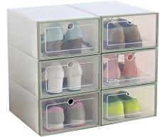 GSWF_OOEFC Caja de Zapatos Transparente de 6 Piezas Diseño Giratorio Organizador de Caja de Almacenamiento de plástico a Prueba de Polvo para el hogar Caja de Zapatos Tipo cajón de Empuje-Verde