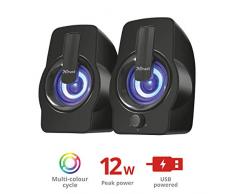 Trust Gemi 2.0 - Juego de altavoces con un diseño elegante e iluminación LED RGB, negro
