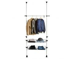 SoBuy® Sistema de Perchero Extensible (85 x 38 x 103-278 cm), Metal y plástico, 2 cestas, FRG107, ES