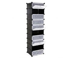 Songmics Estantería por módulos Organizador de zapatos, zapatero con 10 estantes (180 x 50 x 37cm, resistente al polvo), color negro LPC10H
