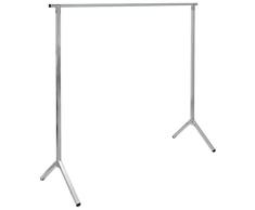 EYEPOWER Perchero de Burro 100% Metal | Plegable portátil versátil | Barra para Colgar Prendas 150 cm de Largo | Plateado