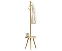 YHDP Colgador Estante De Abrigo De Pie,Sala Entrada Multiusos Banqueta Almacenaje,4 Ganchos Desmontable Titular De Prendas De Vestir De Almacenamiento,para La Ropa Accesorios Color De Madera 67.7inch
