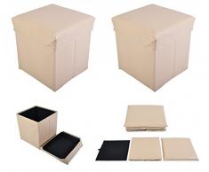 2 x Plegable Asiento Cubo Caja asiento taburete asiento Banco baúl Soporte Banco Beige