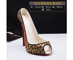 Expositor creativo para calzados de tacón alto para vino tinto, estampado de leopardo