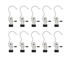 KEESIN Gancho de lavandería de acero inoxidable Juego de 10 Gancho Clip Zapatos Sombreros Calcetines Juguetes Accesorio Perchas Soporte