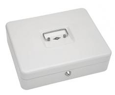 Wedo 145400X - Caja metálica para dinero (2 llaves, soporte para monedas desprendible, acero soldado, 30 x 24 x 9 cm), color blanco