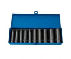 DRAPER Expert 10 piezas 1,27 cm para muesca cuadrada Hi-métricas de impacto profundo juego de llaves de vaso en una caja de Metal