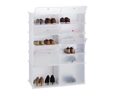 Relaxdays 10024523_49 Zapatero Modular Con 12 Compartimentos, 125 x 94 x 37 cm, Blanco
