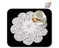 Tapete pequeño blanco de ganchillo en algodón - Tamaño: ø 26 cm - Handmade - ITALY