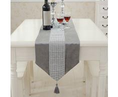 Moderno camino de mesa, diamantes de imitación de poliéster, tapete de bodas y fiestas con tiras y borlas de Diamante, artes y oficios clásicos, decoración navideña de Navidad(32 180cmGris)
